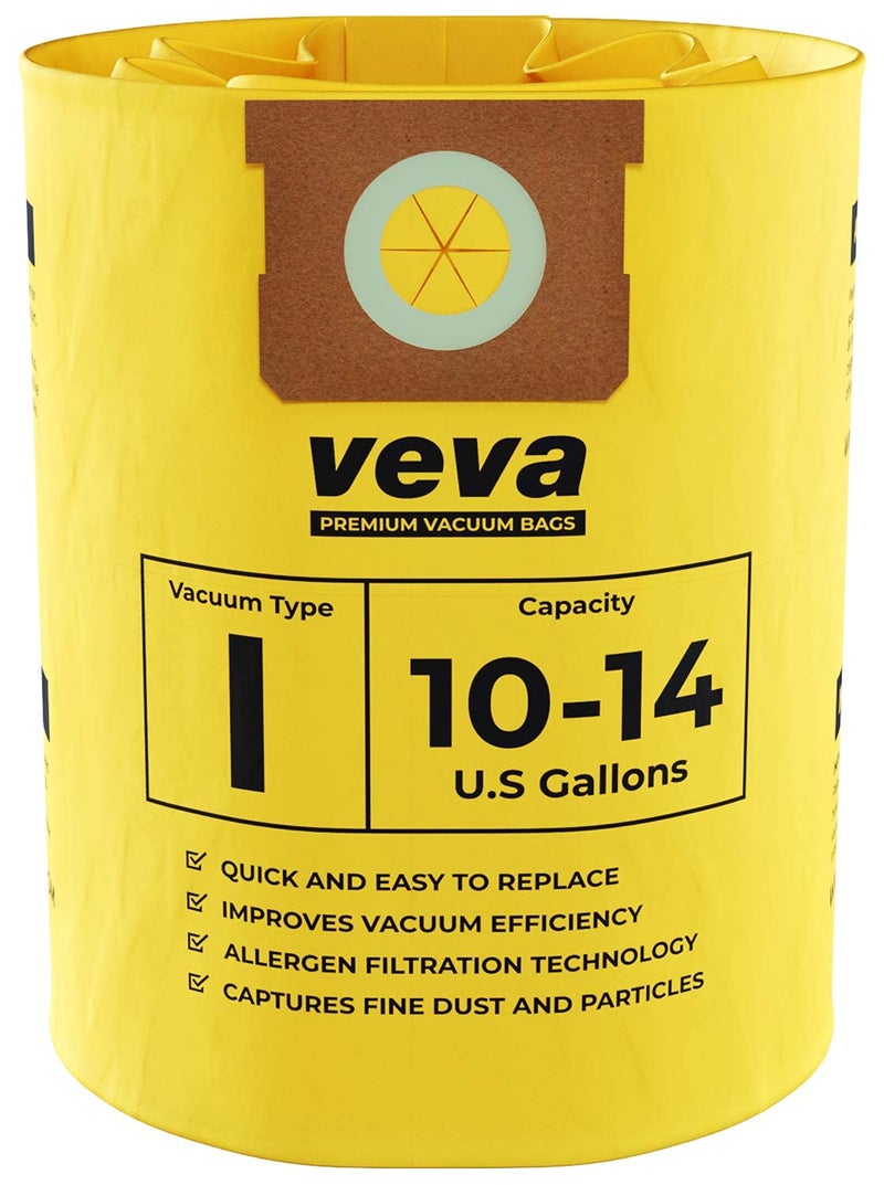 VEVA 10 Pack, 10-14 Gallon Filter Bags for Shop Vac Vacuum - Type I 90672 - High-Efficiency Vacuum Bags - Image 4